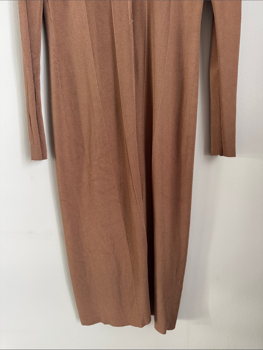 Rag & Bone Ribbed Knit Midi Shirt Dress Brown Size L Quiet Luxury - Picture 5 of 10
